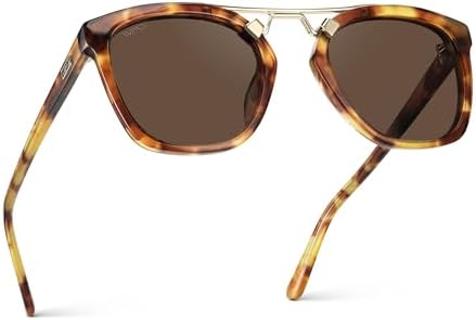 WearMe Pro WMP Eyewear - Gafas de sol polarizadas de gran tamaño para mujer: estilo vintage cuadrado con puente de doble barra de metal