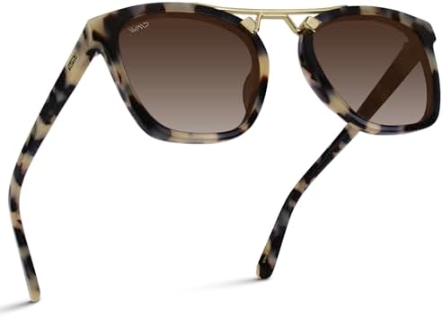WearMe Pro WMP Eyewear - Gafas de sol polarizadas de gran tamaño para mujer: estilo vintage cuadrado con puente de doble barra de metal