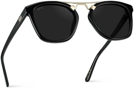 WearMe Pro WMP Eyewear - Gafas de sol polarizadas de gran tamaño para mujer: estilo vintage cuadrado con puente de doble barra de metal