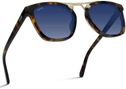 WearMe Pro WMP Eyewear - Gafas de sol polarizadas de gran tamaño para mujer: estilo vintage cuadrado con puente de doble barra de metal