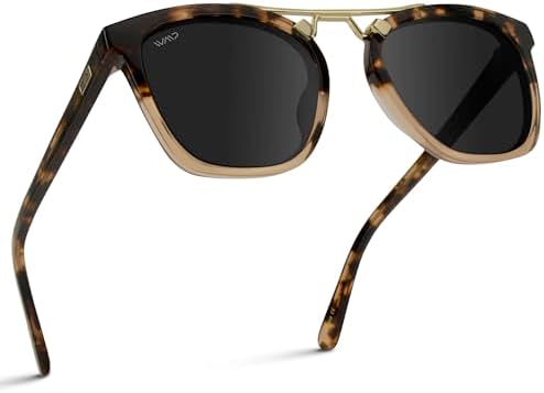WearMe Pro WMP Eyewear - Gafas de sol polarizadas de gran tamaño para mujer: estilo vintage cuadrado con puente de doble barra de metal