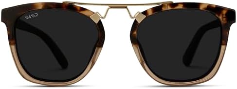 WearMe Pro WMP Eyewear - Gafas de sol polarizadas de gran tamaño para mujer: estilo vintage cuadrado con puente de doble barra de metal
