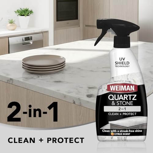 Weiman Quartz Countertop Cleaner and Polish  2 Pack w/Micro Towel  Clean and Shine Your Quartz Countertops Islands and Stone Surfaces with Ultra Violet Protection