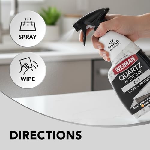 Weiman Quartz Countertop Cleaner and Polish  2 Pack w/Micro Towel  Clean and Shine Your Quartz Countertops Islands and Stone Surfaces with Ultra Violet Protection