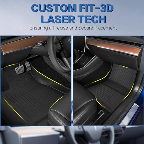 Weize Floor Mats for Model 3 5 Seat 2021 2023 2022 All Weather TPE Cargo Liner Floor Mats and Cargo Trunk Mats Accessories  Set of 6 Mats