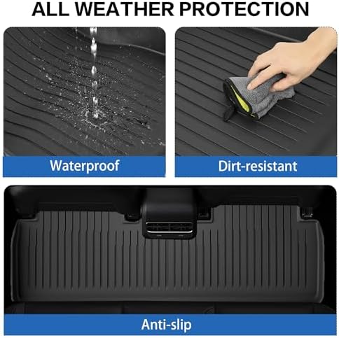 Weize Floor Mats for Model 3 5 Seat 2021 2023 2022 All Weather TPE Cargo Liner Floor Mats and Cargo Trunk Mats Accessories  Set of 6 Mats