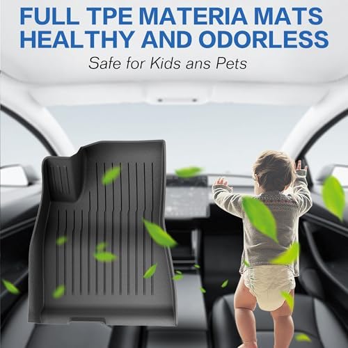 Weize Floor Mats for Model 3 5 Seat 2021 2023 2022 All Weather TPE Cargo Liner Floor Mats and Cargo Trunk Mats Accessories  Set of 6 Mats
