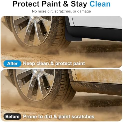 Weize Floor Mats for Tesla Model Y Juniper 2025 2026 All Weather 9Pcs Cargo Liners & 4Pcs Mud Flaps No Drill Splash Guards Interior Accessories