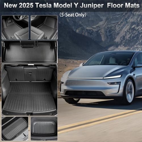 Weize Floor Mats for Tesla Model Y Juniper 2025 2026 All Weather 9Pcs Cargo Liners & 4Pcs Mud Flaps No Drill Splash Guards Interior Accessories