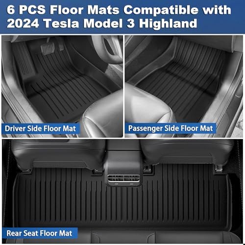 Weize Tesla Model 3 Highland 2025 2024 Accessories 12 PCS Full Set   All Weather Floor Mats & Center Console Organizer Combo   8PCS Floor Liners   4 PCS Double Layer Console Organizer