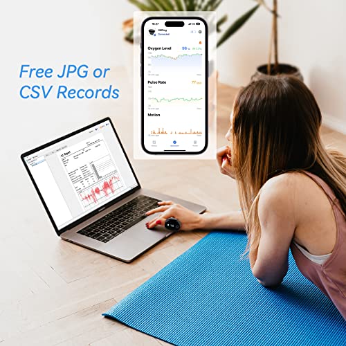 Wellue O2ring Pulse Oximeter   Rechargeable Bluetooth Oxygen Saturation Monitor with Reminder  Wearable O2 Meter Continuous Tracking of Oxygen Level and Pulse Rate with Free APP & PC Software