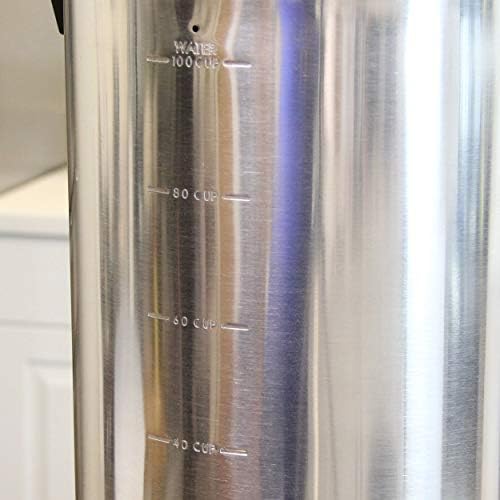 West Bend 33600 Coffee Urn Commercial Highly Polished Aluminum NSF Approved Features Automatic Temperature Control Large Capacity with Fast Brewing and Easy Clean Up  100 Cup  Silver
