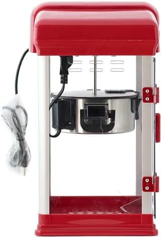 West Bend Stir Crazy Movie Theater Popcorn Popper  Gourmet Popcorn Maker Machine with Nonstick Popcorn Kettle  Measuring Tool and Popcorn Scoop for Popcorn Machine  4 Qt   Red