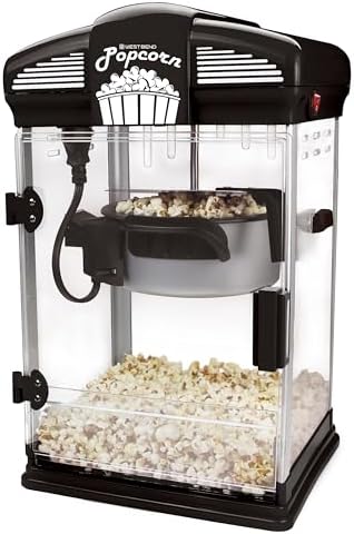 West Bend Stir Crazy Movie Theater Popcorn Popper  Gourmet Popcorn Maker Machine with Nonstick Popcorn Kettle  Measuring Tool and Popcorn Scoop for Popcorn Machine  4 Qt   Red