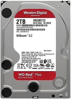 Western Digital 12TB WD Red Plus NAS Internal Hard Drive HDD   7200 RPM  SATA 6 GB/s  CMR  512 MB Cache  3 5   WD120EFGX
