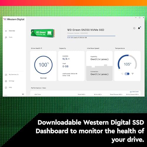 Western Digital 1TB WD Green SN350 NVMe Internal SSD Solid State Drive   Gen3 PCIe  QLC  M 2 2280  Up to 3 200 MB/s   WDS100T3G0C