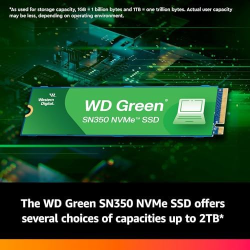 Western Digital 2TB WD Green SN350 NVMe Internal SSD Solid State Drive   Gen3 PCIe  QLC  M 2 2280  Up to 3 200 MB/s   WDS200T3G0C
