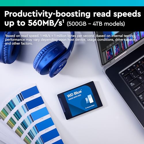 Western Digital 4TB WD Blue SA510 SATA Internal Solid State Drive SSD   SATA III 6 Gb/s  2 5/7mm  Up to 560 MB/s   WDS400T3B0A