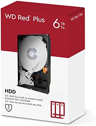 Western Digital 6TB WD Red Plus NAS Internal Hard Drive HDD   5400 RPM  SATA 6 Gb/s  CMR  256 MB Cache  3 5  WD60EFPX