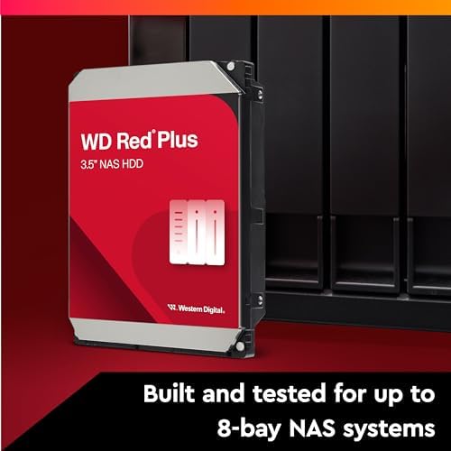 Western Digital 6TB WD Red Plus NAS Internal Hard Drive HDD   5400 RPM  SATA 6 Gb/s  CMR  256 MB Cache  3 5  WD60EFPX