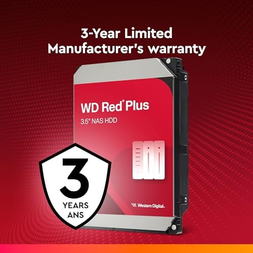 Western Digital 6TB WD Red Plus NAS Internal Hard Drive HDD   5400 RPM  SATA 6 Gb/s  CMR  256 MB Cache  3 5  WD60EFPX