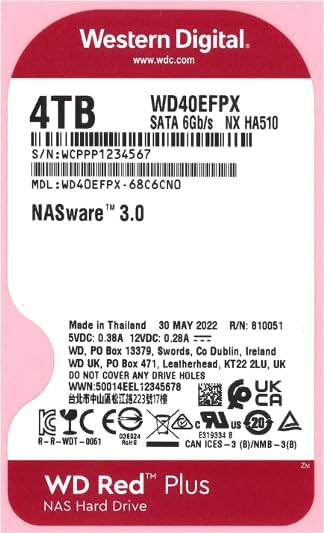 Western Digital 6TB WD Red Plus NAS Internal Hard Drive HDD   5400 RPM  SATA 6 Gb/s  CMR  256 MB Cache  3 5  WD60EFPX