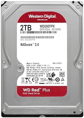 Western Digital 6TB WD Red Plus NAS Internal Hard Drive HDD   5400 RPM  SATA 6 Gb/s  CMR  256 MB Cache  3 5  WD60EFPX