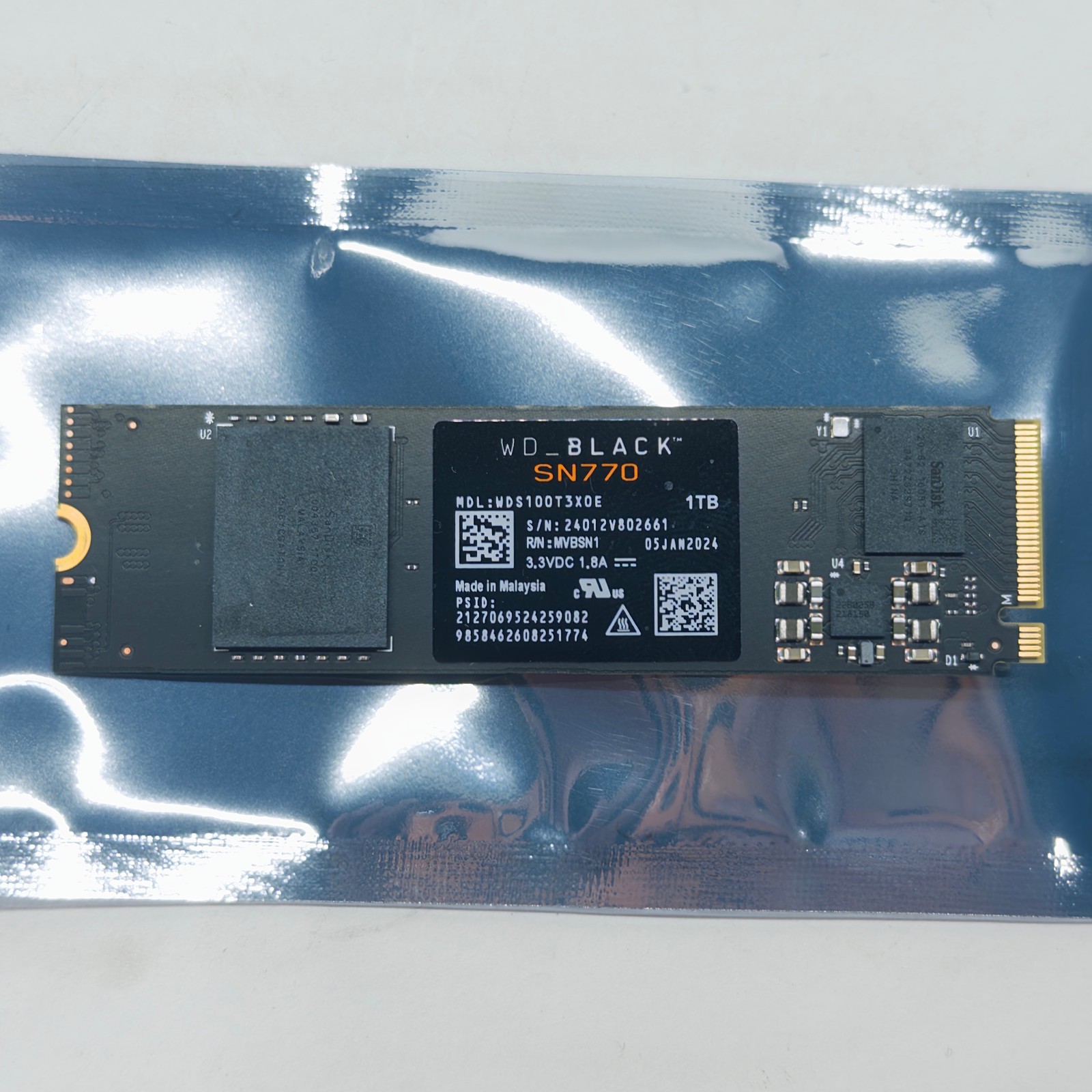 Western Digital WD BLACK SN770 1TB M 2 2280 NVMe PCIe Gen4 x4 SSD WDS100T3X0E