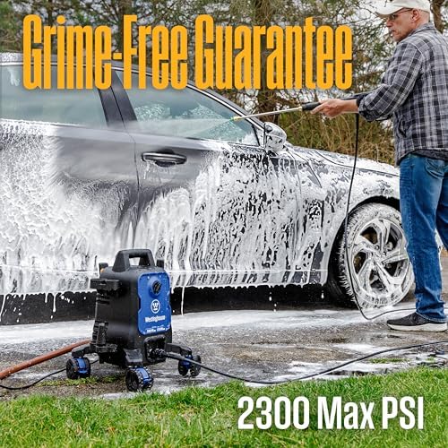 Westinghouse ePX3100 Electric Pressure Washer  2300 Max PSI 1 76 Max GPM with Anti Tipping Technology  Onboard Soap Tank  Pro Style Steel Wand  5 Nozzle Set  for Cars/Fences/Driveways/Home/Patios