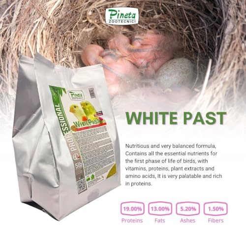 White Past Cria for Birds by Pineta Zootecnici   Soft White Breeding Paste with 19  Protein & 13  Fat  Enriched with Silymarin and Chia Seeds  Ideal for Canaries  Finches and Cereal Birds  5 lbs 