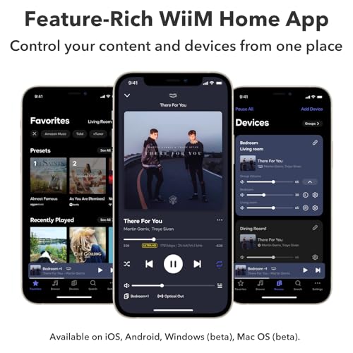 WiiM Amp Pro: Amplificador de transmisión multihabitación | Compatible con Google Cast, Alexa | HDMI, control de voz | Transmisión desde Spotify, Amazon Music, Tidal y más, gris oscuro