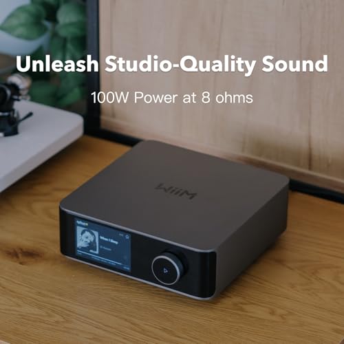 WiiM Amp Ultra with Voice Remote 2 100W Streaming Amplifier with Premium ESS ES9039Q2M DAC & Dual TI TPA3255 Amps Built in RoomFit EQ & Touchscreen HDMI ARC Optical RCA Inputs Space Gray