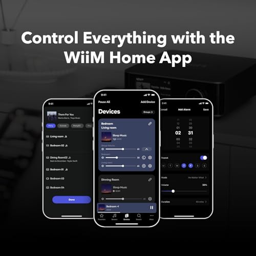 WiiM Amp Ultra with Voice Remote 2 100W Streaming Amplifier with Premium ESS ES9039Q2M DAC & Dual TI TPA3255 Amps Built in RoomFit EQ & Touchscreen HDMI ARC Optical RCA Inputs Space Gray