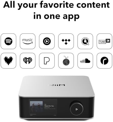 WiiM Amp Ultra with Voice Remote 2   100W Streaming Amplifier with Premium ESS ES9039Q2M DAC & Dual TI TPA3255 Amps   Built in RoomFit EQ & Touchscreen   HDMI ARC  Optical  RCA Inputs   Space Gray