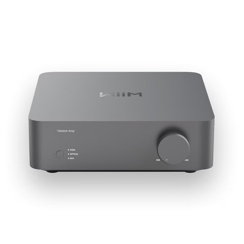 WiiM Vibelink Amp   100W Power Amplifier with Premium ESS 9039Q2M DAC and TI TPA3255   Compatible with WiiM Mini  Pro  Pro Plus  and Ultra   RCA  Coax  and Optical Inputs   Space Gray