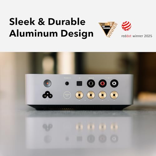WiiM Vibelink Amp   100W Power Amplifier with Premium ESS 9039Q2M DAC and TI TPA3255   Compatible with WiiM Mini  Pro  Pro Plus  and Ultra   RCA  Coax  and Optical Inputs   Space Gray