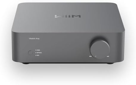 WiiM Vibelink Amp   100W Power Amplifier with Premium ESS 9039Q2M DAC and TI TPA3255   Compatible with WiiM Mini  Pro  Pro Plus  and Ultra   RCA  Coax  and Optical Inputs   Space Gray