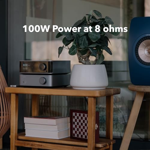 WiiM Vibelink Amp   100W Power Amplifier with Premium ESS 9039Q2M DAC and TI TPA3255   Compatible with WiiM Mini  Pro  Pro Plus  and Ultra   RCA  Coax  and Optical Inputs   Space Gray