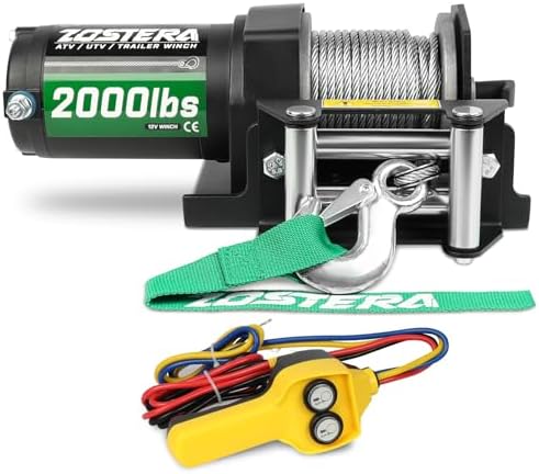 Winch with 1/4 55 ft Synthetic Rope Electric Winch 12v 6000lbs  Trailer Winch with Wireless Remote &Manual Switch  with Pulley Rubber Stopper IP68 Waterproof  for Off Road ATV UTV