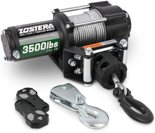 Winch with 1/4 55 ft Synthetic Rope Electric Winch 12v 6000lbs  Trailer Winch with Wireless Remote &Manual Switch  with Pulley Rubber Stopper IP68 Waterproof  for Off Road ATV UTV