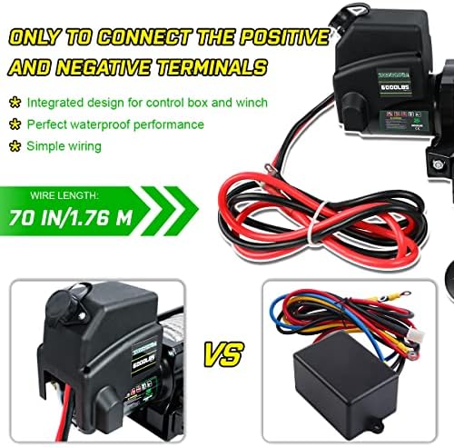 Winch with 1/4 55 ft Synthetic Rope Electric Winch 12v 6000lbs  Trailer Winch with Wireless Remote &Manual Switch  with Pulley Rubber Stopper IP68 Waterproof  for Off Road ATV UTV
