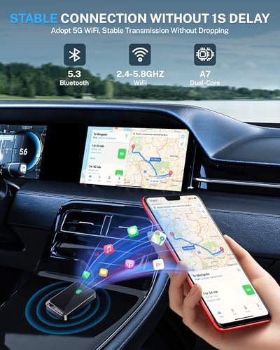 Wireless CarPlay Adapter for Apple iPhone  2024 Upgraded    Multi User Seamless Connection for Convert Wired to Wireless Car Play Adapter   No Latency from iOS 10  to Screen w/USB C  Gray 