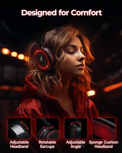 Wireless Gaming Headset  7 1 Surround Sound  2 4Ghz USB Gaming Headphones Bluetooth 5 4  100 Hr Noise Canceling Mic RGB Light  Wireless Headset for PC PS5 PS4 Mac Switch  ONLY Wired Mode Suit for Xbox