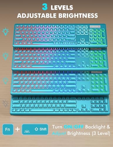 Wireless Keyboard and Mouse Combo  RGB Backlit  Rechargeable & Light Up Letters  Full Size  Soft Typing  Sleep Mode  2 4GHz Quiet Keyboard Set for Mac  Windows  Laptop  PC  Trueque  Black 