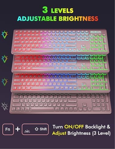 Wireless Keyboard and Mouse Combo  RGB Backlit  Rechargeable & Light Up Letters  Full Size  Soft Typing  Sleep Mode  2 4GHz Quiet Keyboard Set for Mac  Windows  Laptop  PC  Trueque  Black 