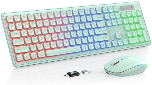 Wireless Keyboard and Mouse Combo  RGB Backlit  Rechargeable & Light Up Letters  Full Size  Soft Typing  Sleep Mode  2 4GHz Quiet Keyboard Set for Mac  Windows  Laptop  PC  Trueque  Black 