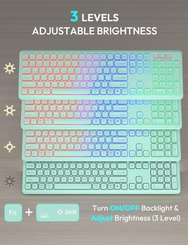Wireless Keyboard and Mouse Combo  RGB Backlit  Rechargeable & Light Up Letters  Full Size  Soft Typing  Sleep Mode  2 4GHz Quiet Keyboard Set for Mac  Windows  Laptop  PC  Trueque  Black 