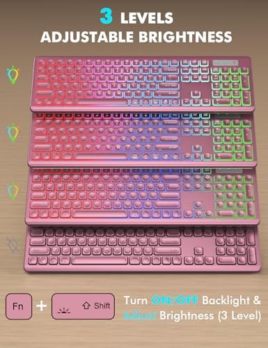 Wireless Keyboard and Mouse Combo  RGB Backlit  Rechargeable & Light Up Letters  Full Size  Soft Typing  Sleep Mode  2 4GHz Quiet Keyboard Set for Mac  Windows  Laptop  PC  Trueque  Black 