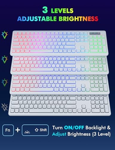 Wireless Keyboard and Mouse Combo  RGB Backlit  Rechargeable & Light Up Letters  Full Size  Soft Typing  Sleep Mode  2 4GHz Quiet Keyboard Set for Mac  Windows  Laptop  PC  Trueque  Black 