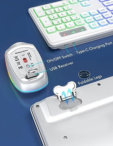 Wireless Keyboard and Mouse Combo  RGB Backlit  Rechargeable & Light Up Letters  Full Size  Soft Typing  Sleep Mode  2 4GHz Quiet Keyboard Set for Mac  Windows  Laptop  PC  Trueque  Black 